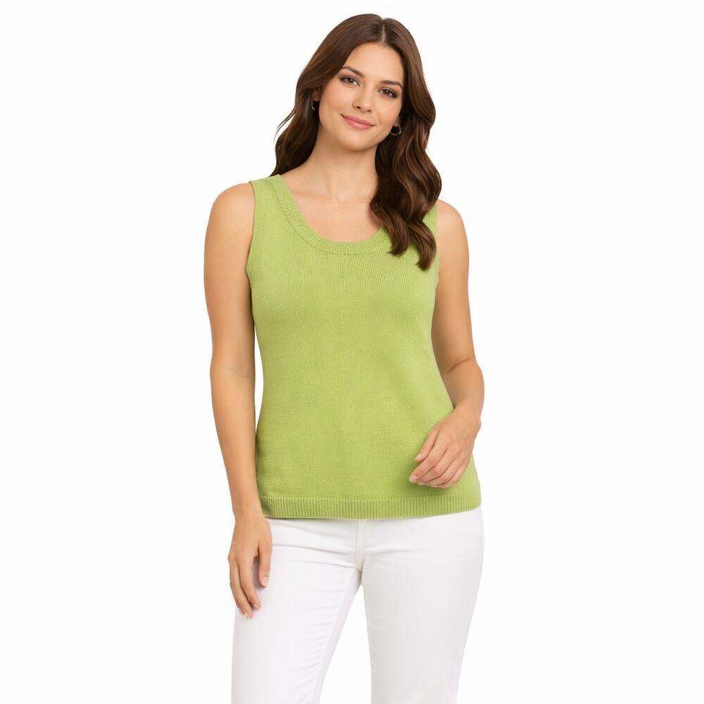 Jones New York Collection Lime Green Ribbed Sweater Shell Tank Sz L